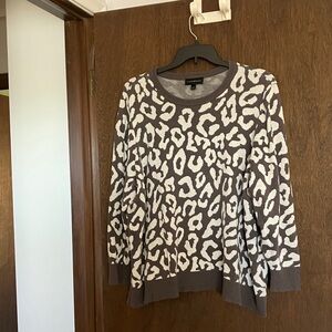 Lane Bryant Gray and Cream Leopard Print Sweater